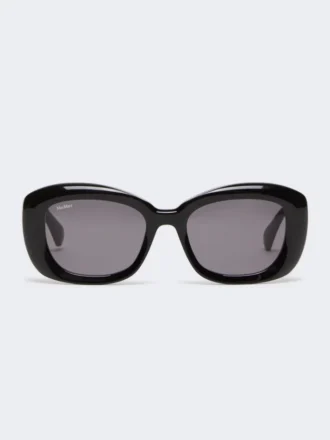Übergroße ovale Sonnenbrille, schwarz