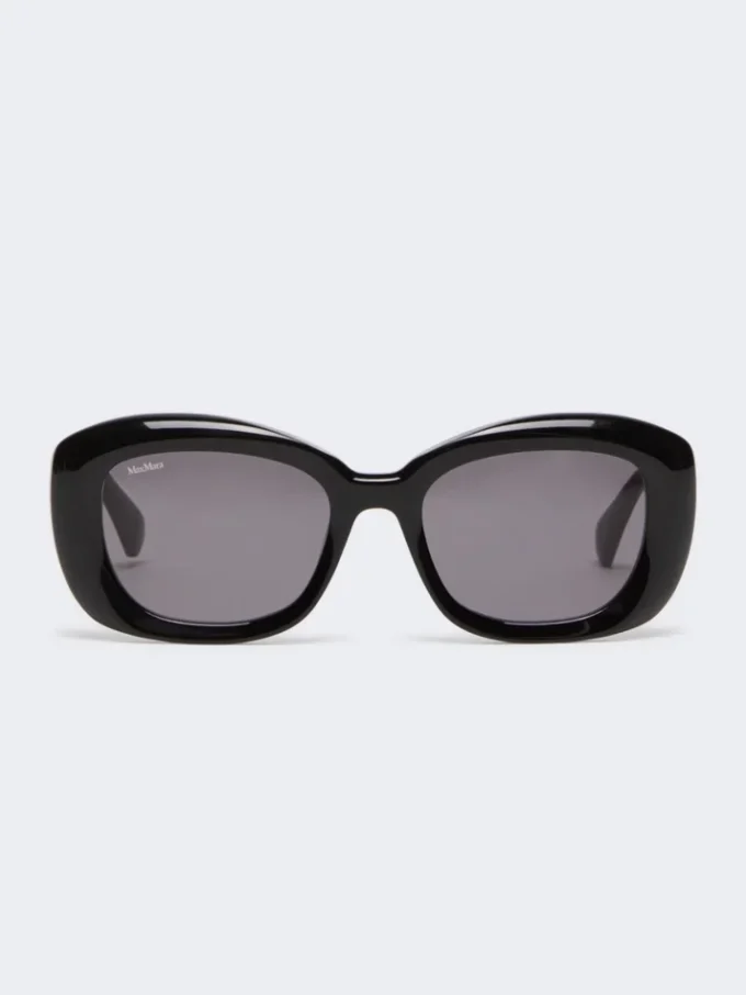 Übergroße ovale Sonnenbrille, schwarz