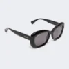 Übergroße ovale Sonnenbrille, schwarz