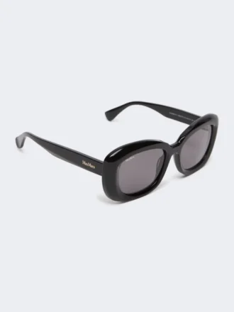 Übergroße ovale Sonnenbrille, schwarz