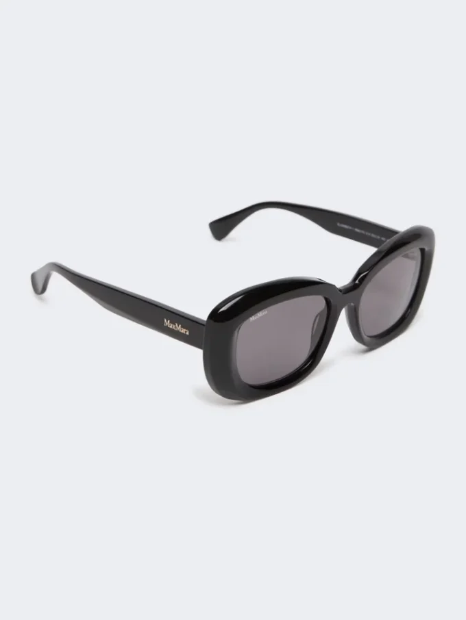 Übergroße ovale Sonnenbrille, schwarz
