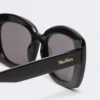 Übergroße ovale Sonnenbrille, schwarz