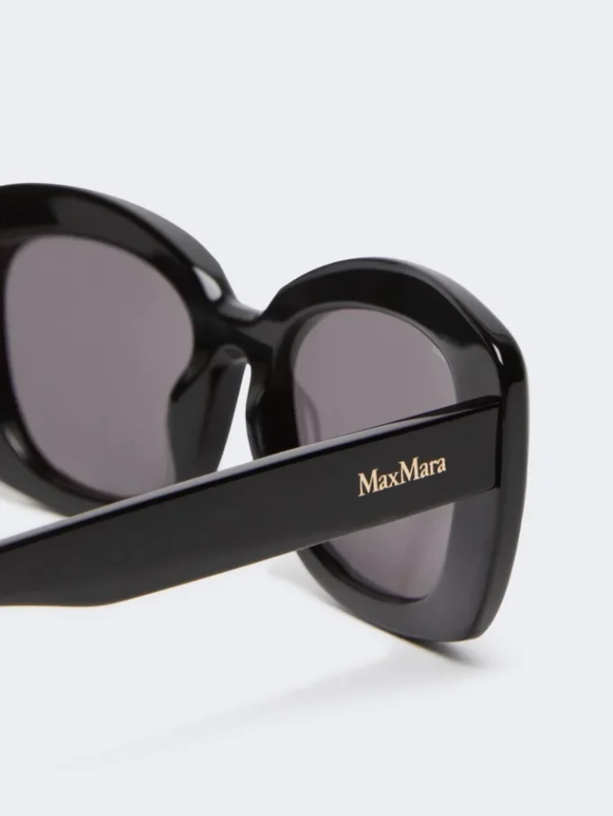 Übergroße ovale Sonnenbrille, schwarz