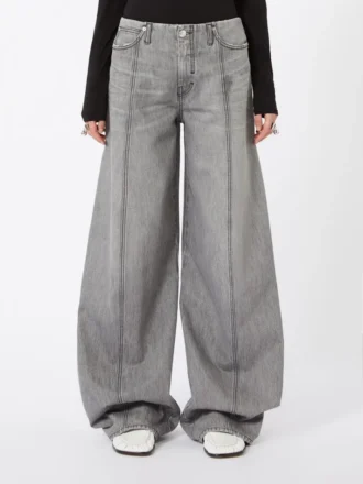 Übergroße schwarze Jeanshose, schwarz