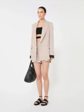 Übergroßer Blazer aus Organza und Leinen-Canvas, kamelfarben