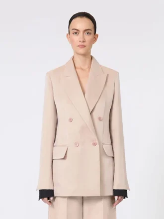 Übergroßer Blazer aus Organza und Leinen-Canvas, kamelfarben