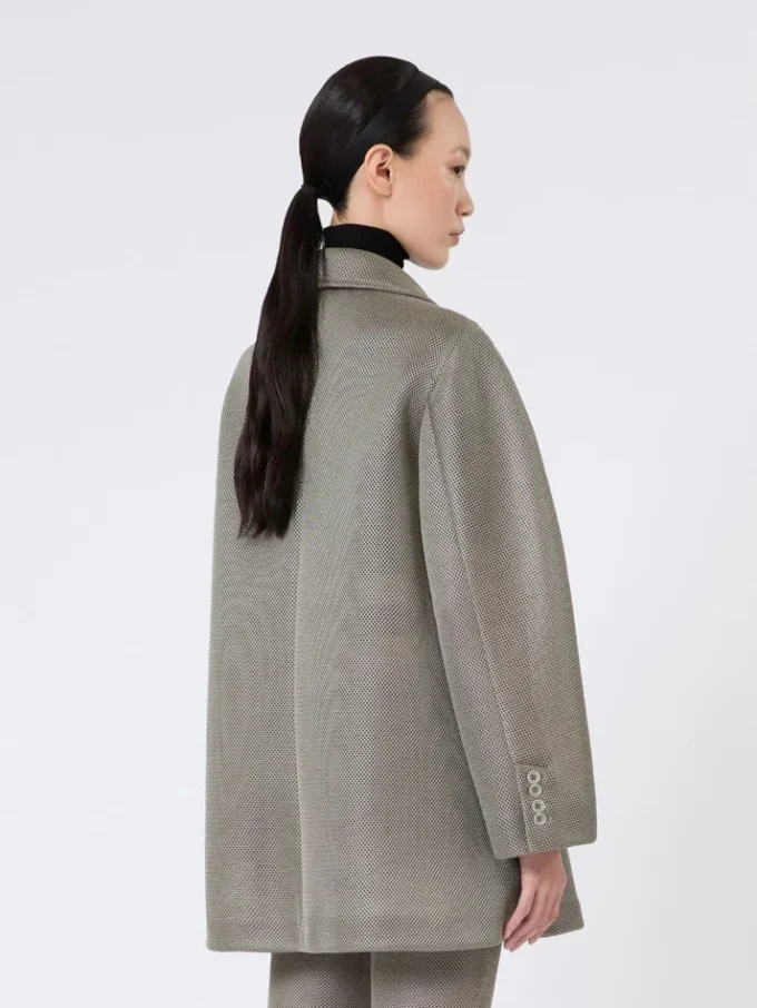 Übergroßer Mantel aus Jersey-Mesh, mittelgrau Übergroßer Mantel aus Jersey-Mesh, mittelgrau