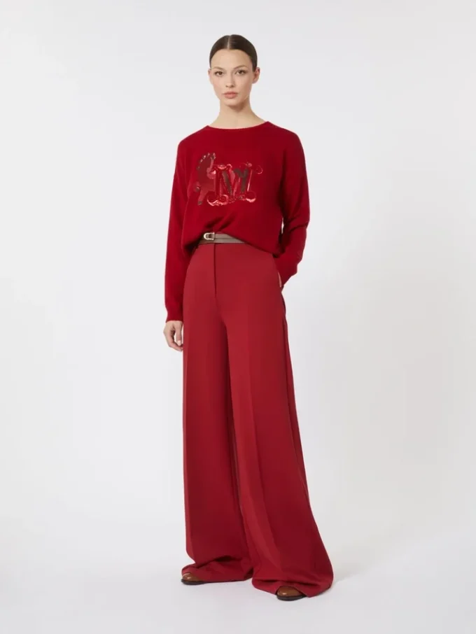 Übergroßer Pullover aus Wolle und Kaschmir, dunkelrot Übergroßer Pullover aus Wolle und Kaschmir, dunkelrot