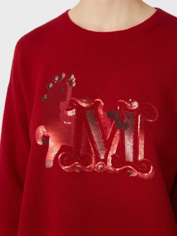 Übergroßer Pullover aus Wolle und Kaschmir, dunkelrot Übergroßer Pullover aus Wolle und Kaschmir, dunkelrot