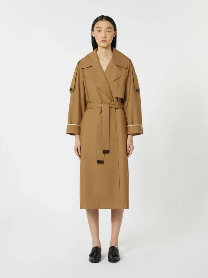 Übergroßer, wasserabweisender Trenchcoat aus Twill, braun Übergroßer, wasserabweisender Trenchcoat aus Twill, braun