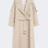 Übergroßer, wasserabweisender Trenchcoat aus Twill, sandfarben Übergroßer, wasserabweisender Trenchcoat aus Twill, sandfarben