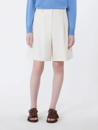 Bermudashorts aus Baumwoll- und Leinen-Canvas, Ecru