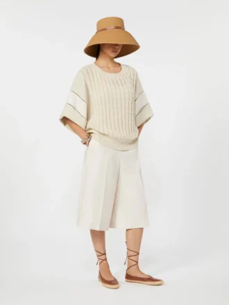 Bermudashorts aus Leinen, beige