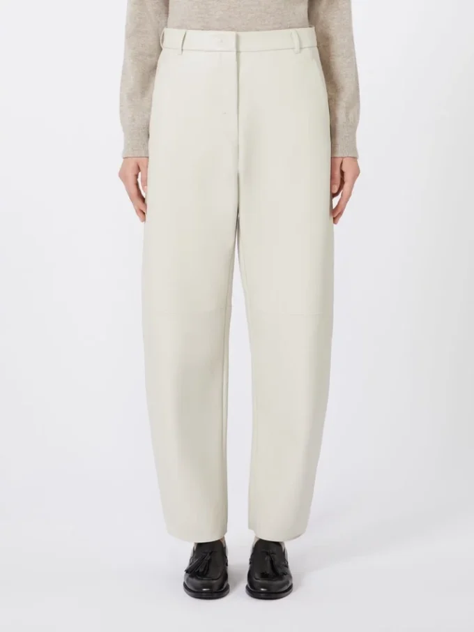 Beschichtete Hose mit weitem Bein, sandfarben Beschichtete Hose mit weitem Bein, sandfarben