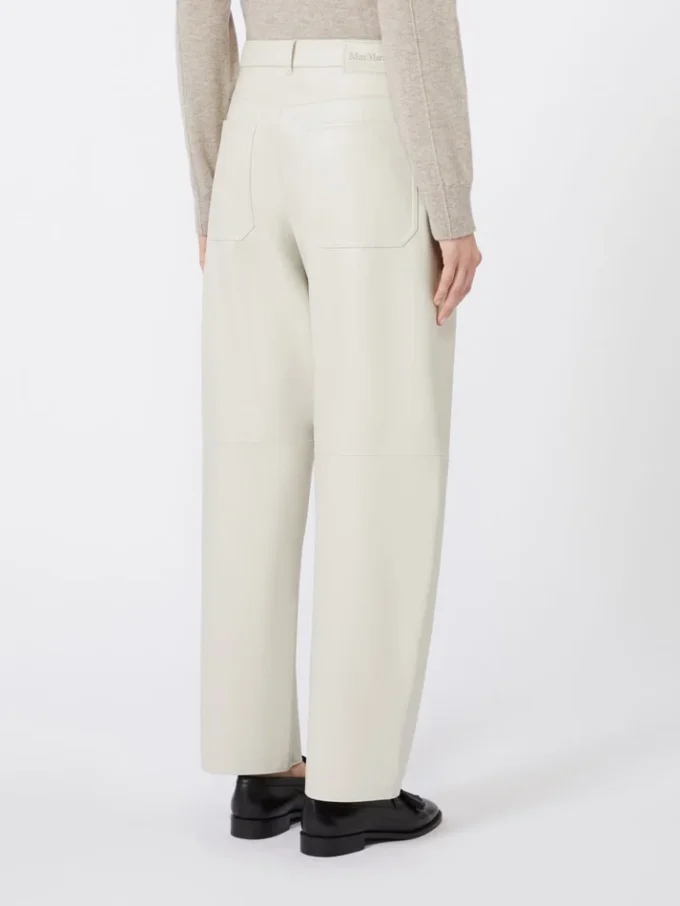 Beschichtete Hose mit weitem Bein, sandfarben Beschichtete Hose mit weitem Bein, sandfarben