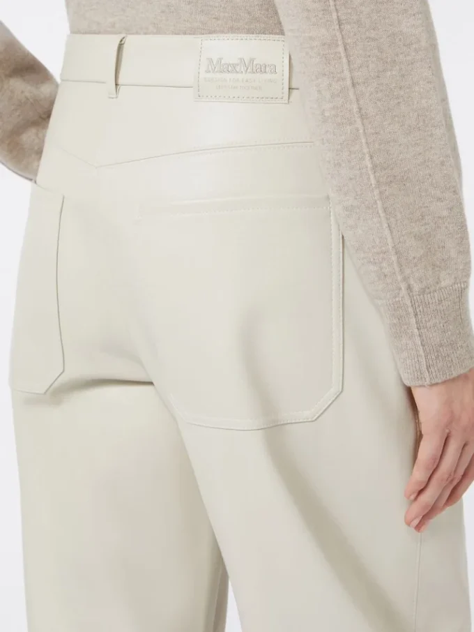 Beschichtete Hose mit weitem Bein, sandfarben Beschichtete Hose mit weitem Bein, sandfarben