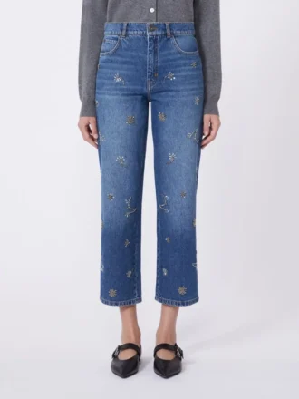 Bestickte Jeans, marineblau