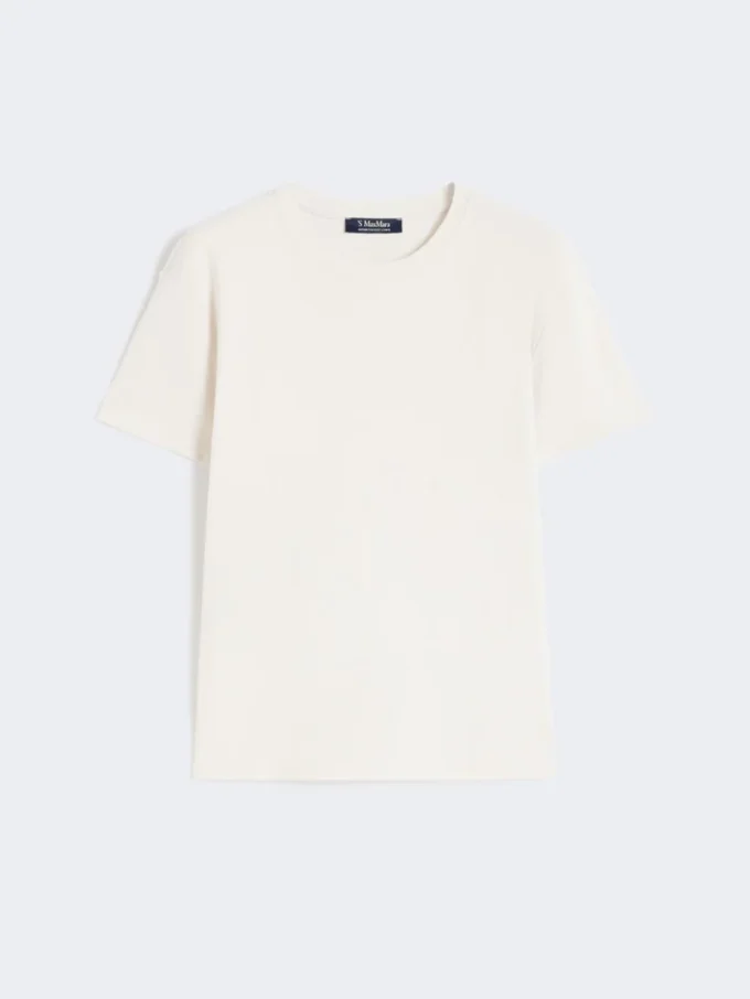 Besticktes Jersey-T-Shirt, sandfarben Besticktes Jersey-T-Shirt, sandfarben