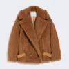 Bikerjacke aus Teddy-Stoff, kamelfarben Bikerjacke aus Teddy-Stoff, kamelfarben