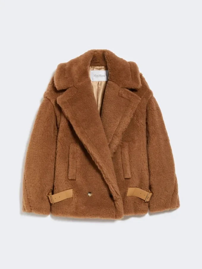 Bikerjacke aus Teddy-Stoff, kamelfarben Bikerjacke aus Teddy-Stoff, kamelfarben