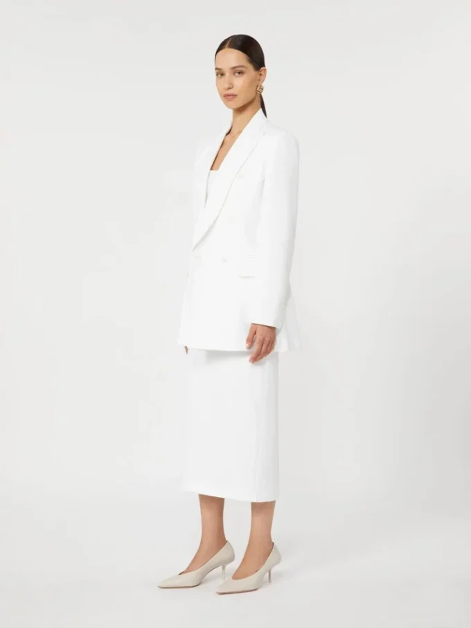 Blazer aus Baumwollkrepp-Canvas, optisches Weiß