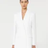 Blazer aus Baumwollkrepp-Canvas, optisches Weiß