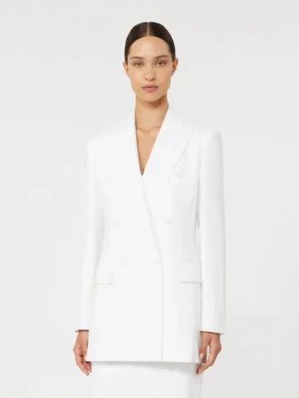 Blazer aus Baumwollkrepp-Canvas, optisches Weiß