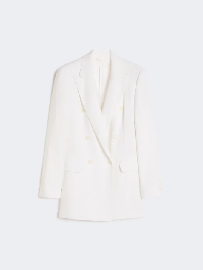Blazer aus Baumwollkrepp-Canvas, optisches Weiß