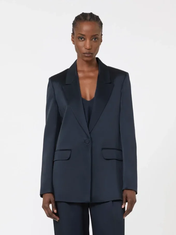 Blazer aus Envers-Satin, mitternachtsblau Blazer aus Envers-Satin, mitternachtsblau