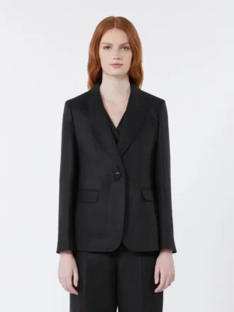 Blazer aus Leinen-Canvas, schwarz
