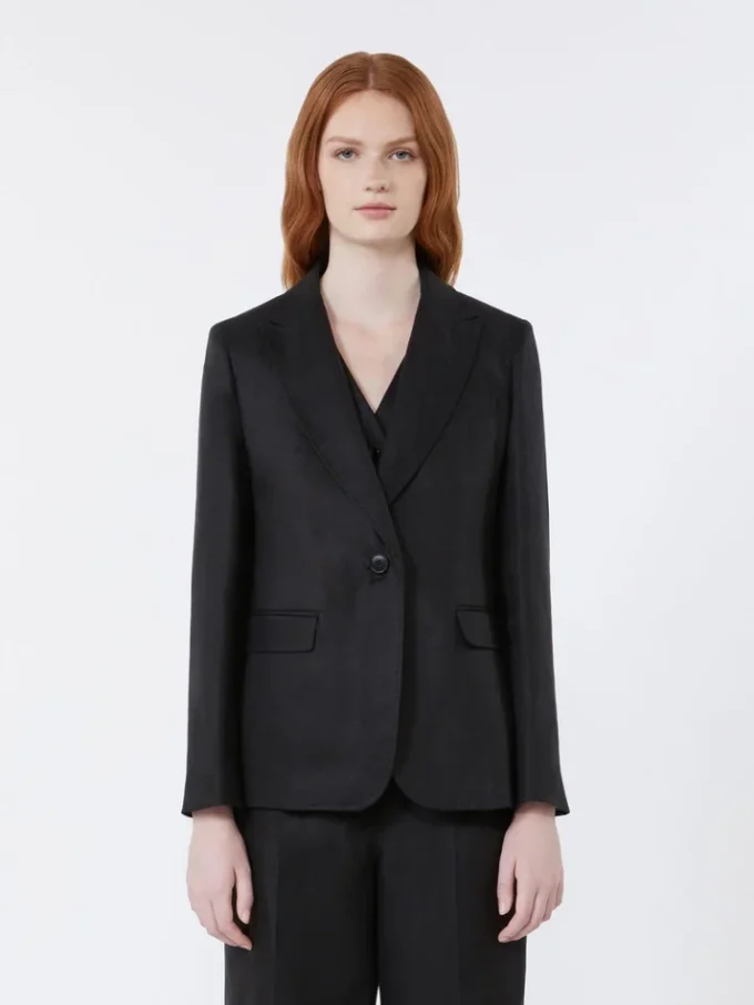 Blazer aus Leinen-Canvas, schwarz Blazer aus Leinen-Canvas, schwarz