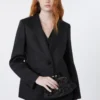 Blazer aus Leinen-Canvas, schwarz Blazer aus Leinen-Canvas, schwarz