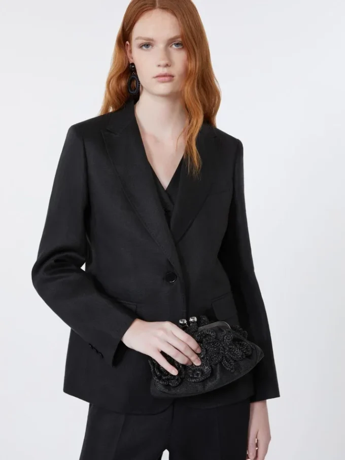 Blazer aus Leinen-Canvas, schwarz Blazer aus Leinen-Canvas, schwarz