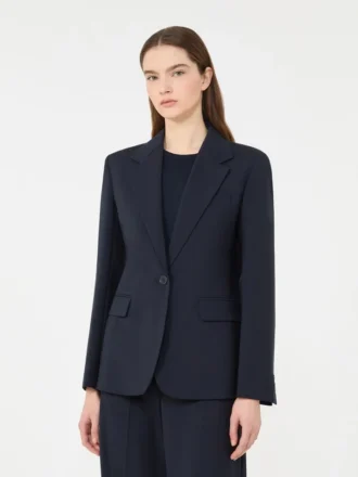 Blazer aus Stretchwolle, marineblau