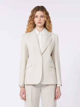 Blazer aus Stretchwolle, sandfarben