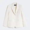 Blazer aus Viskose-Mischgewebe, elfenbeinfarben Blazer aus Viskose-Mischgewebe, elfenbeinfarben