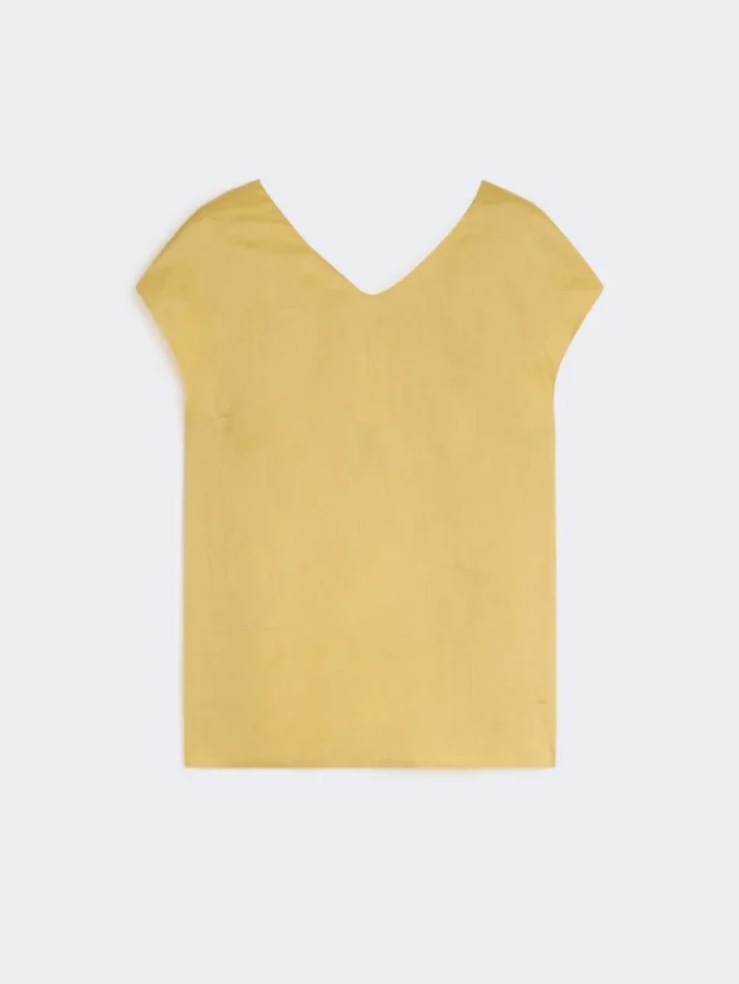 Bluse aus Ramie-Canvas, leuchtend gelb