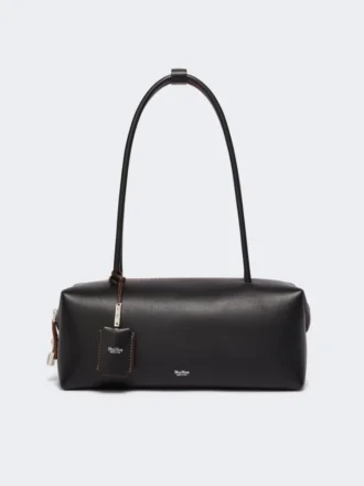 Bowler-Tasche aus Naturleder, schwarz