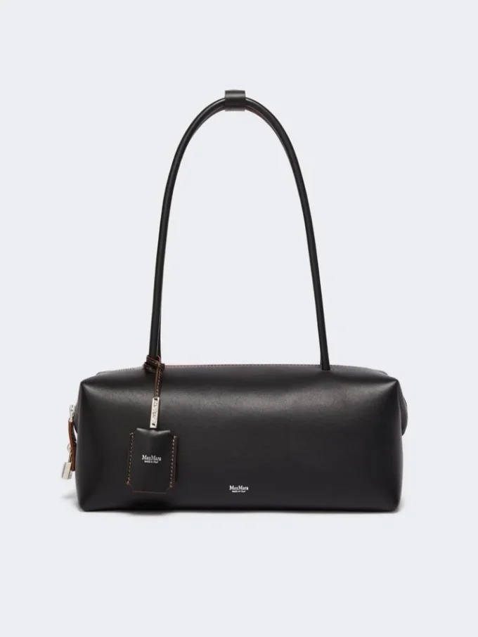 Bowler-Tasche aus Naturleder, schwarz Bowler-Tasche aus Naturleder, schwarz