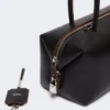 Bowler-Tasche aus Naturleder, schwarz Bowler-Tasche aus Naturleder, schwarz