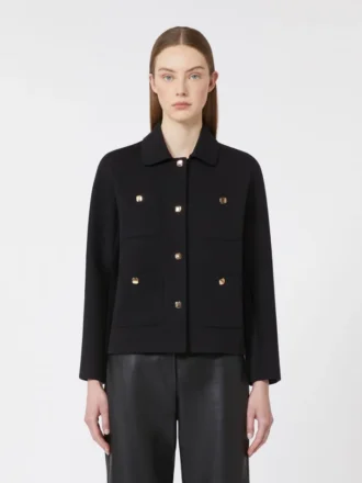 Boxy-Fit-Jacke aus Scuba-Jersey, schwarz