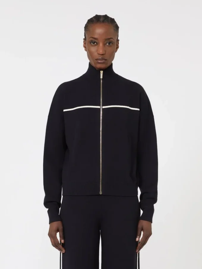 Boxy-Strickjacke aus Stretch-Viskose, marineblau Boxy-Strickjacke aus Stretch-Viskose, marineblau