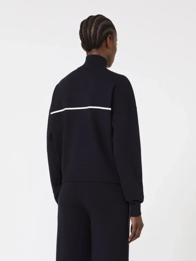 Boxy-Strickjacke aus Stretch-Viskose, marineblau Boxy-Strickjacke aus Stretch-Viskose, marineblau