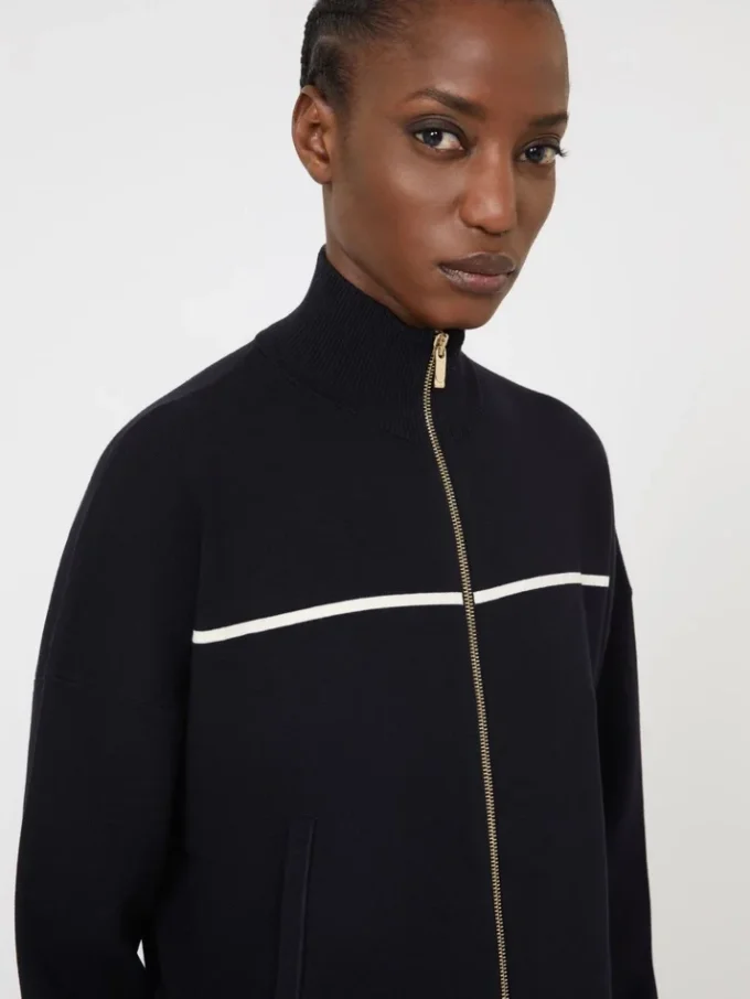 Boxy-Strickjacke aus Stretch-Viskose, marineblau Boxy-Strickjacke aus Stretch-Viskose, marineblau