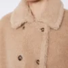Cape aus Alpaka- und Kaschmir-Teddy-Stoff, beige