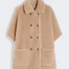 Cape aus Alpaka- und Kaschmir-Teddy-Stoff, beige