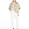 Cape aus Alpaka- und Woll-Teddy-Stoff, beige Cape aus Alpaka- und Woll-Teddy-Stoff, beige