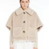 Cape aus Alpaka- und Woll-Teddy-Stoff, beige Cape aus Alpaka- und Woll-Teddy-Stoff, beige