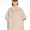 Cape aus Alpaka- und Woll-Teddy-Stoff, beige Cape aus Alpaka- und Woll-Teddy-Stoff, beige