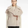 Cape aus Alpaka- und Woll-Teddy-Stoff, beige